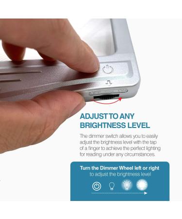 MagniPros 3X Large Ultra Bright LED Page Magnifier with 12 Anti-Glare Dimmable LEDs(Evenly Lit Viewing Area & Relieve Eye Strain)-Ideal for Reading Small Prints & Low Vision Seniors with Aging Eyes Silver - Buy Online on GoSupps.com