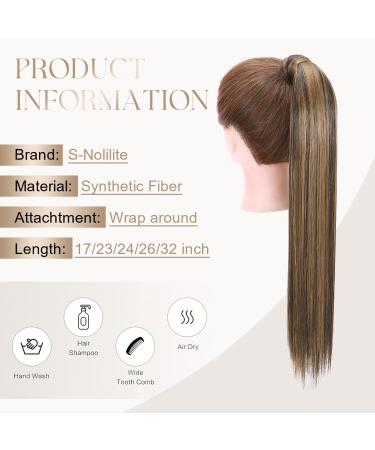 S-noilite Trendy 23 Straight Wrap Around Ponytail Clip in Hair Extension Dark Brown & Sandy Blonde 23 Inch - Buy Online on GoSupps.com