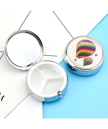 Travel Pill Box Organizer - 3 Compartment Hot Air Balloon Design | Portable Medicine Case for Purse & Pocket - Buy Online on GoSupps.com