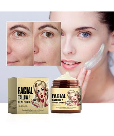 Whipped Beef Tallow & Honey Balm - Grass Fed Face Cream for All Skin Types (1 pcs) - Nourishing Moisturizer - Buy Online on GoSupps.com