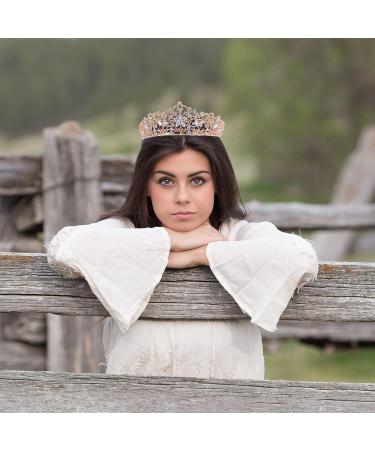 Rose Gold Crystal Rhinestone Bridal Tiara - Elegant Wedding Crown for Women - Buy Online on GoSupps.com