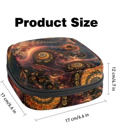 Fractal Print Menstrual Pad Bag with Zipper | Stylish Ladies Napkin & Tampons Pouch for Women & Girls | International Shipping Available - Buy Online on GoSupps.com
