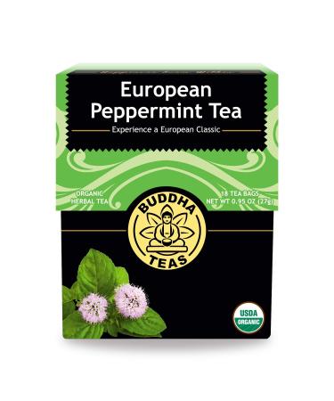 Buddha Teas Organic European Peppermint Tea - OU Kosher, USDA Organic, CCOF Organic, 18 Bleach-Free Tea Bags European Peppmint