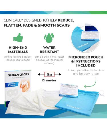 Silicone Breast Scar Clear Kit - 4 Circle Silicon Sheets & Tape Strips for Keloid Scars - Transparent, Medical Grade - Skin Shades - Recovery Supply Bundle - Buy Online on GoSupps.com