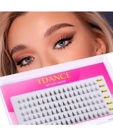 TDANCE Bottom Lashes 108 PCS Bottom Lash Clusters Clear Band Under Eye Lashes 5-7mm Mixed Bottom Lash Extensions(Bottom Cluster 5-7 mm)