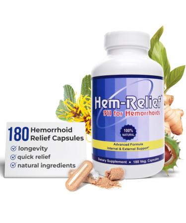 Western Herbal & Nutrition 911: Natural Hemorrhoid Pills Eases Itching Burning & Discomfort Effective Hemorrhoid Treatment and Capsules Hemorrhoid Shrinking Treatment 180 Veg Cap 180 Count (Pack of 1)