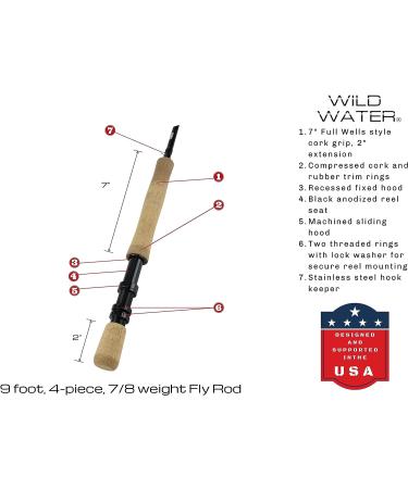Wild Water Fly Fishing 9ft 4-Piece 7/8 Weight Rod & Reel Combo Starter Package with Flies - Buy Online on GoSupps.com