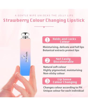 Colour Changing Lip Balm Tinted Lip Balm Lip Gloss Natural Lip Protection Strawberry Fruity Smooth Moisture Lip Oil Lip Care All Day for Lip Repair Teenage Girls Gifts - Buy Online on GoSupps.com
