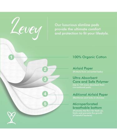 Levey Organic Cotton Thin Day Sanitary Towels with Wings - 10 Count Pack, 245mm Size - Buy Online on GoSupps.com