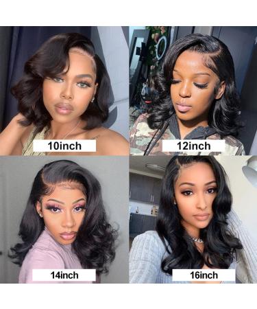 Glueless Short Bob Human Hair Lace Front Wig 10In | HD Lace Frontal, Pre Plucked, 180% Density | Brazilian Virgin Hair, Natural Color | Body Wave, Side Part, Baby Hair | for Black Women - Buy Online on GoSupps.com