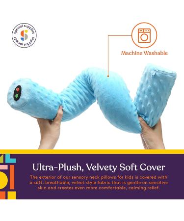 Sensory Vibrating Neck Pillow for Kids and Adults - Plush Velvet Cover - Therapy Stimulation - Calming Relaxation - Blue - Buy Online on GoSupps.com