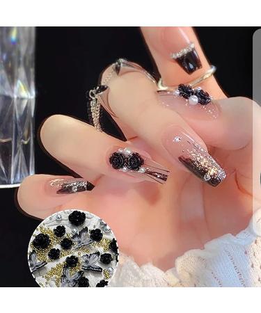 6 Boxes 3D Butterfly Rose Flower Nail Charms - Pink, Black, Blue Mix - Buy Online on GoSupps.com