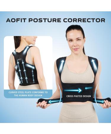 Back Brace Posture Corrector for Men & Women Full Back Support Pain Relief for Neck Spine & Scoliosis | Size L Black - Buy Online on GoSupps.com