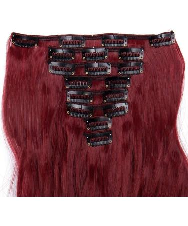 Silk-co Long Curly Wavy Clip in Hair Extension 24 Maroon&Dark Red - 8 Pcs Full Head, Synthetic Heat Resistant, 18 Clips - #Maroon&Dark Red - Buy Online on GoSupps.com