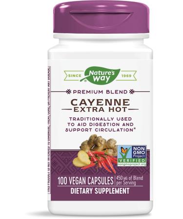 Nature's Way Cayenne Extra Hot 100,000 HU Potency, 100 Vcaps (Packaging May Vary)