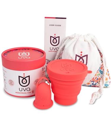 UVA 2 Reusable Menstrual Cup Kit - Size A for Moderate Flow - 10-Year Durable & Leak-Proof Silicone - Menstrual Cup Medium Sized Sterilizer & Travelling Bag Period Cup Set