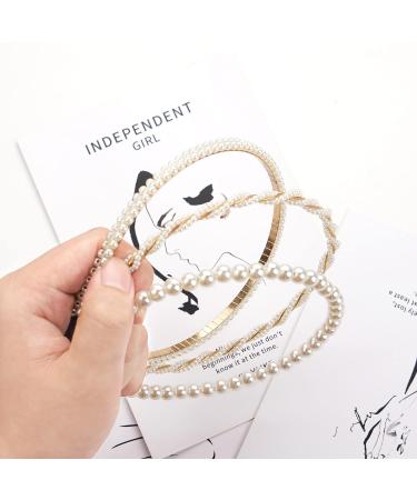 3 Pack White Faux Pearl Headbands for Women - Bridal Hair Accessories - Buy Online on GoSupps.com