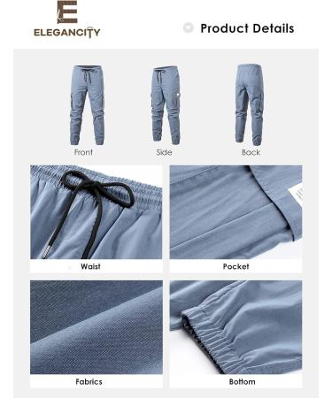 Elegancity Mens Cargo Jogger Trousers Work Pants Regular Fit Drawstring Sweatpants Sports Bottoms with Pockets - 32 A Sky Blue - Buy Online on GoSupps.com