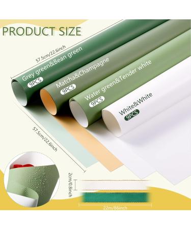 36 Sheets Double Sided Flower Wrapping Paper Floral Bouquet Paper Waterproof Florist Packaging Paper and 50 Yards Satin Ribbon with Gold Border for Valentines Day Wedding Engagement(Green Series) - Buy Online on GoSupps.com