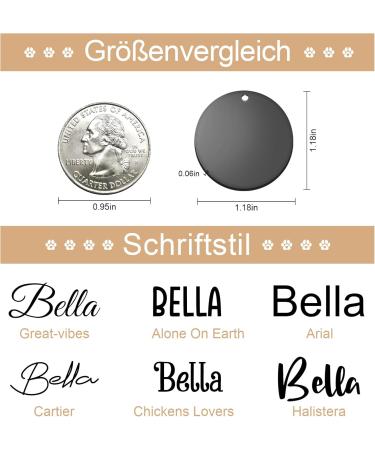 Personalized Kodinsiivous Dog Brand Tag - Engraved Stainless Steel Collar Rounder 30mm - Custom Name & Design for Dogs & Cats (Black) - Buy Online on GoSupps.com