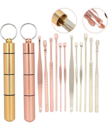 Stainless Steel Earwax Remover Kit - Ear Spoon Scoop & Wax Pick - Rose Gold+Gold | Earwax Cleaning Tool - Buy Online on GoSupps.com