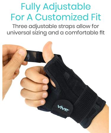 Vive Thumb Wrist Brace - Spica Splint for Carpal Tunnel, Tendonitis, Arthritis - Compression Support for Men and Women - Stabilizer Relief - Bowling Black - Buy Online on GoSupps.com