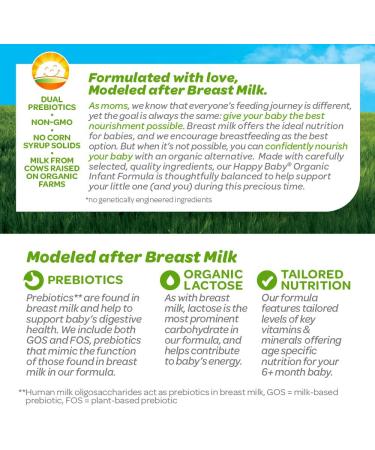 Happy Baby Organics Stage 2 Infant Formula - Milk-Based Powder with Iron, 21 oz - Pack of 1 - Buy Online on GoSupps.com
