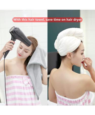 Chillyfar Microfiber Towel Set - Quick Drying Super Absorbent Hair Towels for Women & Girls (2 Pack: Beige & Dark Gray) - Perfect for Long Curly Thick Hair - Buy Online on GoSupps.com