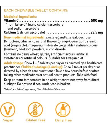 SISU - Ester-C 500 mg Chewable Orange 90 tabs - Buy Online on GoSupps.com