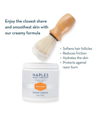 Naples Soap Company Hydrating Shave Cream - Vegan Non-Comedogenic Formula with Shea & Cocoa Butters for a Smooth Close Shave - Sunkissed 6oz - Buy Online on GoSupps.com