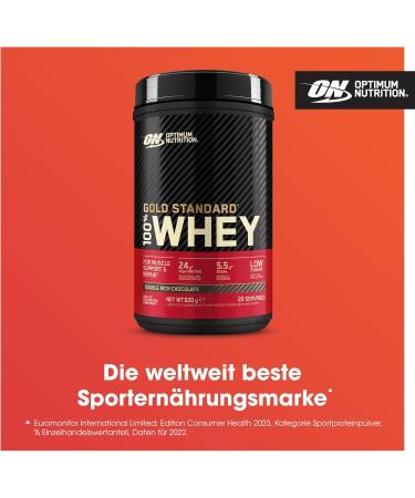 Optimum Nutrition Gold Standard 100 Whey Protein Powder Double Rich Chocolate 620g 20 Servings - Buy Online on GoSupps.com