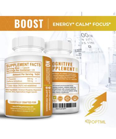 OPTML Boost: 100mg Caffeine & 200mg L-Theanine Energy Pills for Focus & Mood 120 Capsules No Crash No Jitters - Buy Online on GoSupps.com