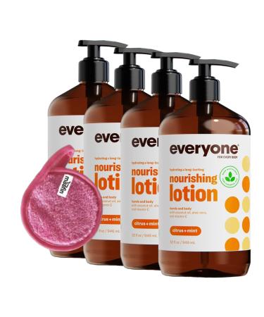 Citrus Hydrating Body Lotion 32 Oz Organic Citrus Mint With Pure Essential Oils Coconut Oil Aloe Vera Vitamin E Plus Makeup Cleansing Cloth Gentle For Face & Body - pack of 4