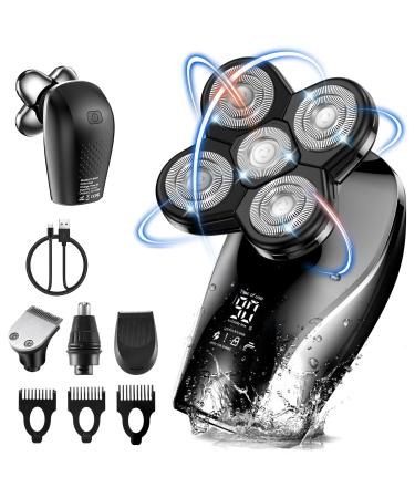 ATEEN Head Shaver, Wet & Dry Electric Razor for a Perfect Bald Look, 5D Floating Smooth Shave Grooming Kit for Bald Men, Anti-Pinch Shaver for Men Cordless Rechargeable - LED Display - Silver
