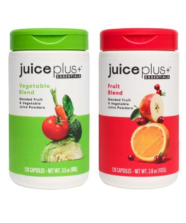 JuicePlus+ Fruit and Vegetable Blend: for Solid Nutritional Foundation - Boost Family's Health with 20 Fruits & Veggies Plus Plant Nutrients - Prepacked 2 Bottles (60 Servings of Fruit, 60 of Veg) Fruit & Vegetable Blend