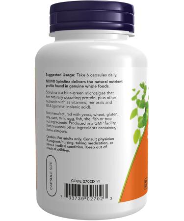 Now Foods Natural Spirulina 500 mg | 120 Veg Capsules - Premium Superfood Supplement - Buy Online on GoSupps.com