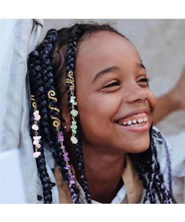 Vinswet Colored Natural Stone Tassels Hair Jewelry for Braids - Pack of 6 Green Pink Purple Gems - Dreadlock Accessories for Women Girls - Buy Online on GoSupps.com