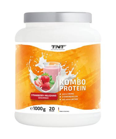 True Nutrition Technology TNT Combo Protein (1000g) Protein powder with 3 protein sources Extra creamy Lactase for optimal tolerance (Strawberry Milkshake)