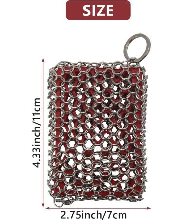Dewedrt Cast Iron Skillet Cleaner 316 Stainless Steel Chainmail Cleaning Scrubber Silicone Scrubber for Kitchen Cookware - Buy Online on GoSupps.com