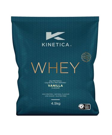 Kinetica Vanilla Whey Protein Powder | 4.5kg | 23g Protein per Serving | 150 Servings | Sourced from EU Grass-Fed Cows | Superior Mixability & Taste Vanilla 4.5kg