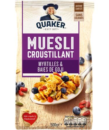  Quaker Quaker Golden Muesli Crispy Blueberries & Goji Berries 500g - Buy Online on GoSupps.com
