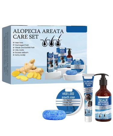 Hair Care Set Hair Growth Gift Set with Hair Growth Cream & Hair Growth Shampoo & Ginger Shampoo Bar Moisturizing Soothing Nourish Scalp Hair Oil Set for All Hair Types Men Women