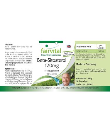 Fairvital | Beta-sitosterol 120mg - box of 3 months - VEGAN - Highly dosed - 90 capsules - pine oil - Buy Online on GoSupps.com