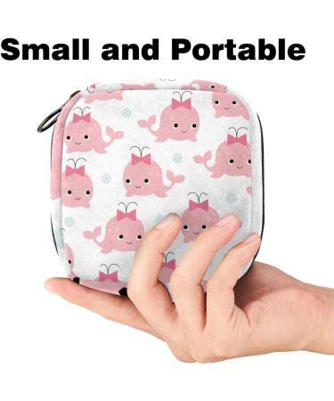 Javenproeqt Portable Women's Binding Bags - Menstrual Cup Pocket & Pads for Teens - Stylish Pink Whale Pattern - Buy Online on GoSupps.com