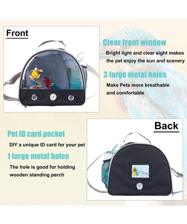 Bird Carrier Travel Cage Parrot - Lightweight Pet Travel Bag with Feeder Cups and Standing Perch | Outgoing Bag for Small Animals - Black - Buy Online on GoSupps.com