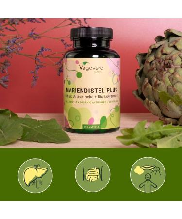 Milk Thistle with Organic Dandelion + Organic Artichoke 120 Capsules (4 Months) | French Quality | High Dosage: 80% Silymarin | Liver & Digestion Detox | Vegan and No Additives | Vegavero  - Buy Online on GoSupps.com