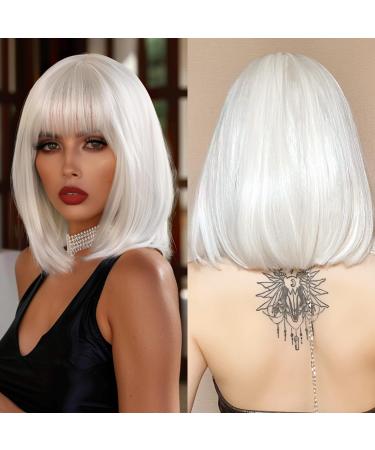 Short wig for women white bob wig with bangs white 3022-1 - Buy Online on GoSupps.com