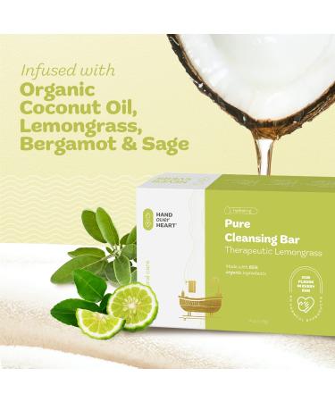 Hand over Heart Lemongrass Cleansing Bar Soap | Aromatherapy Herbal Soap with Organic Essential Oils | Nourishing Refreshing & Soothing Skin Care - Buy Online on GoSupps.com