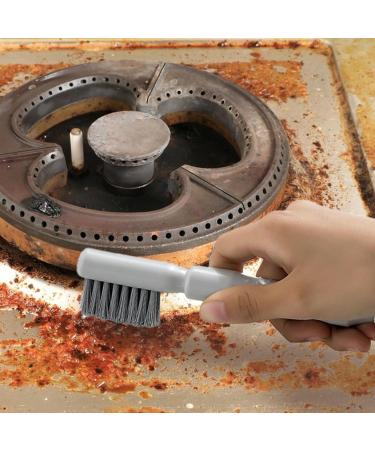 Stove Top Scraper Tool - 2-in-1 Cooktop Cleaning Double Head Scraper with Brush | Non-Slip Household Scraper for Putty and Grease Grime Cleaning for Sinks Faucets Stoves Elbow - Buy Online on GoSupps.com