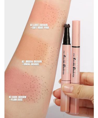 Anglicolor Tache de Rousseur 2-EN-1 avec blush naturel s chage rapide r sistant l'eau facile utiliser contr le de la taille des taches de rousseur maquillage h l (01#Light Brown+Soft Nude Pink) - Buy Online on GoSupps.com